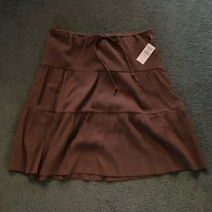 Brown Midi Peasant Skirt!